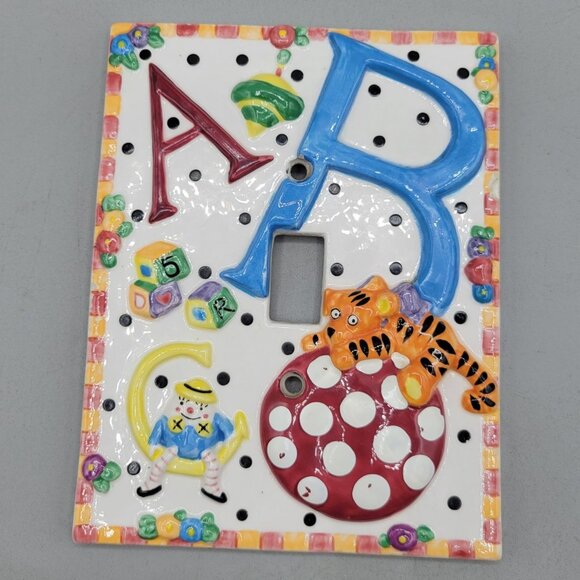 Alphabet ABC Ceramic Light Switch Cover Mary Engelbreit Childrens Room Decor - Picture 1 of 6
